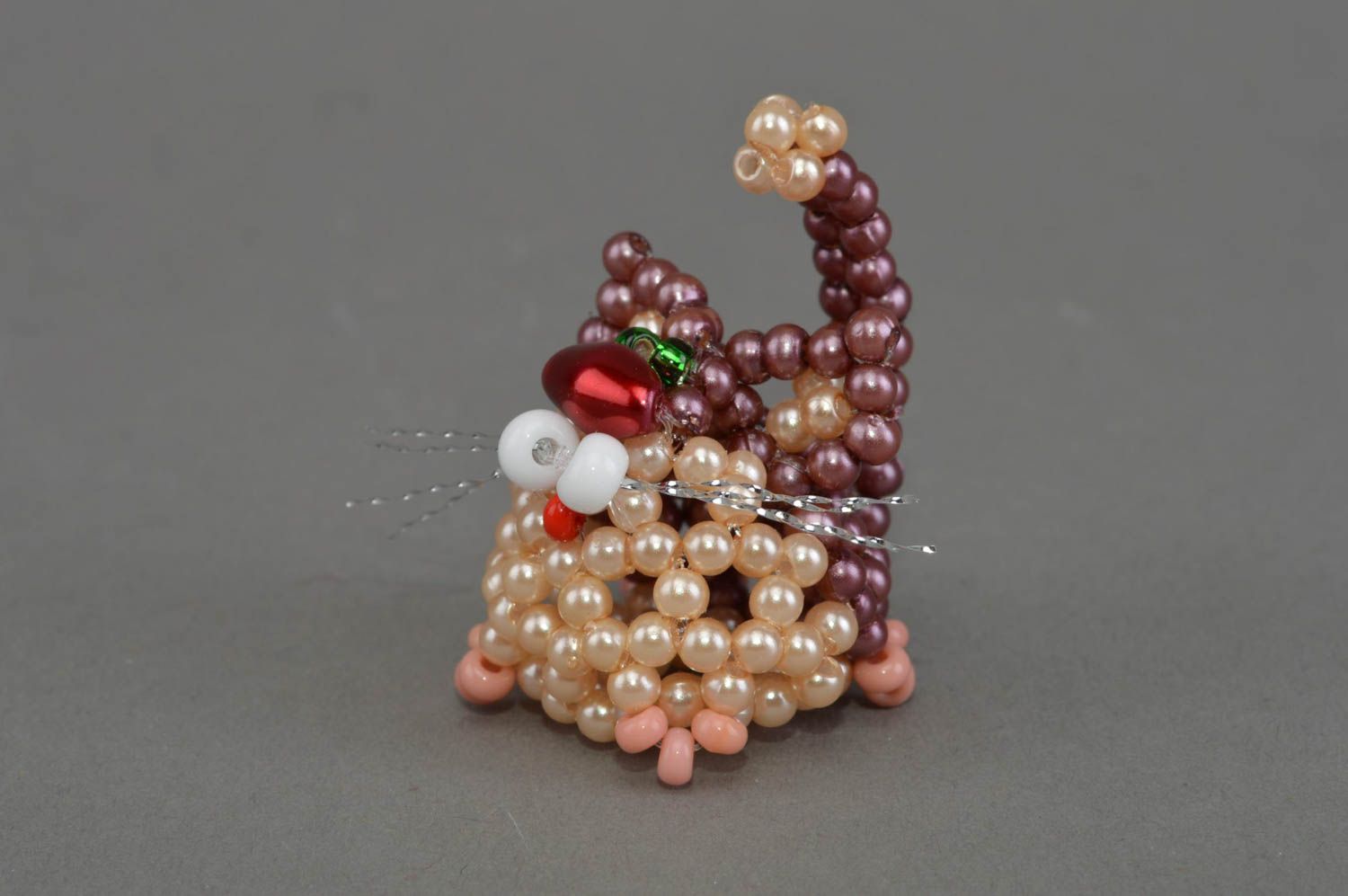 Chat en perles de rocaille figurine décorative faite main pour intérieur photo 3
