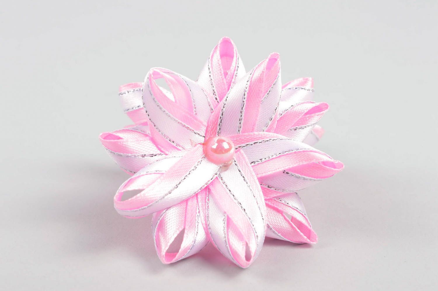 Handmade flower hair clips 2 tender pink hair ties designer accessories photo 3