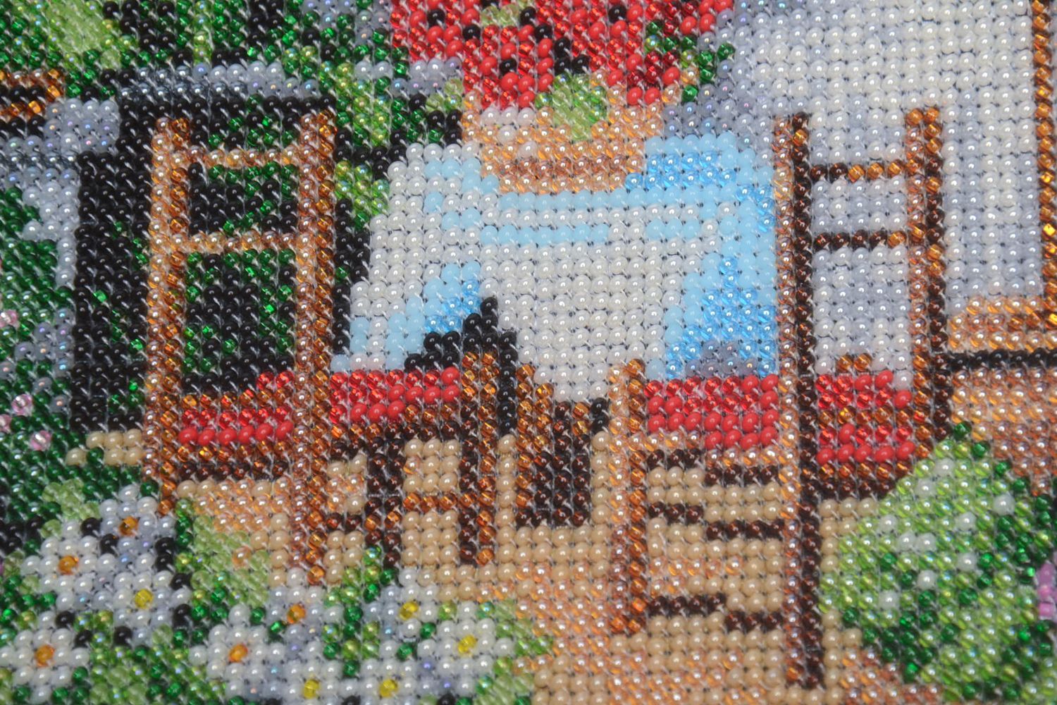 Handmade picture embroidered with beads Yard photo 3