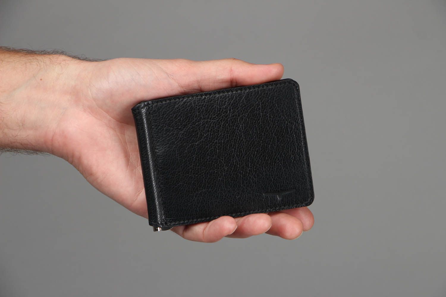 Black natural leather wallet  photo 4