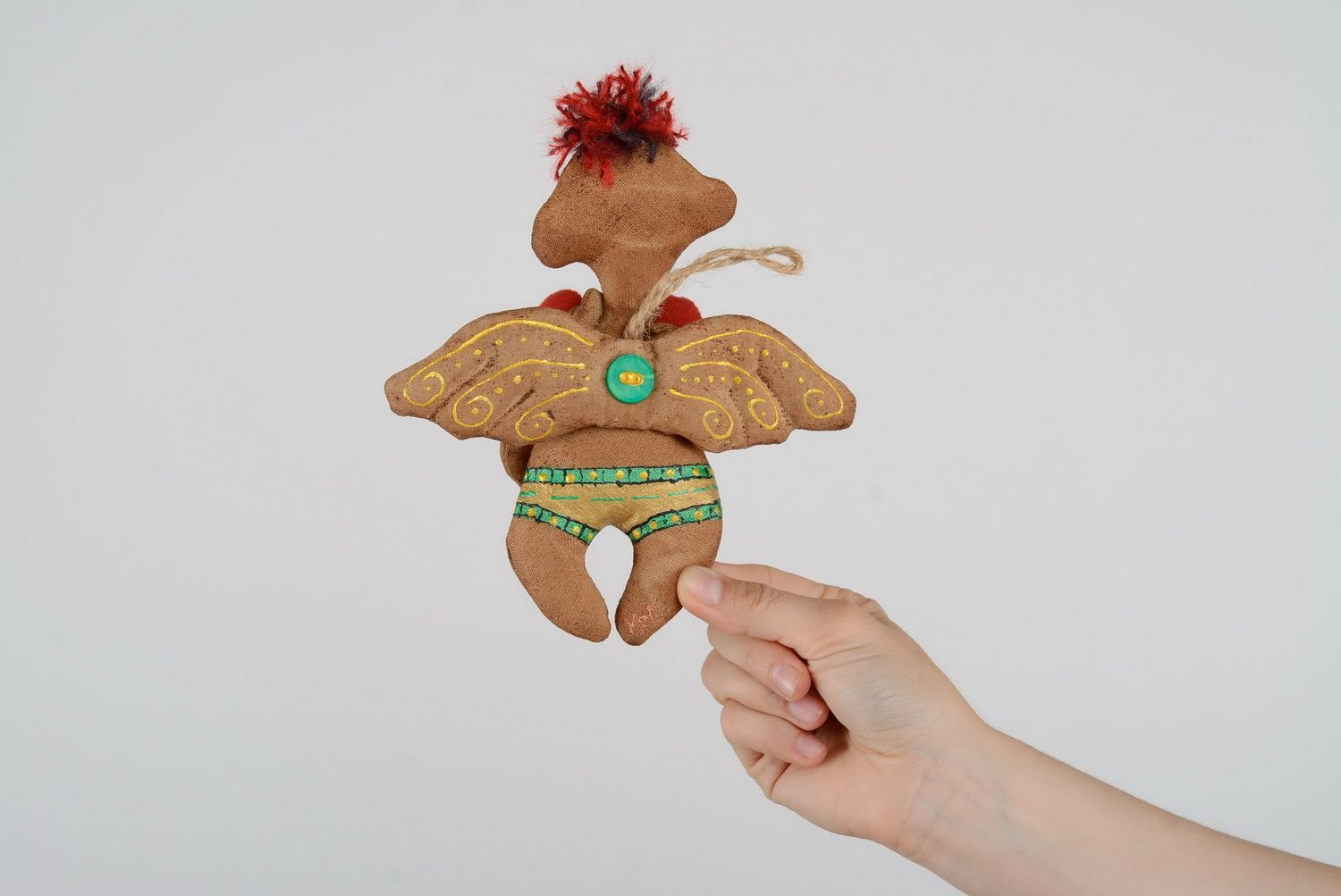 Aimant frigo suspension décorative ange avec cœur en tissu photo 2