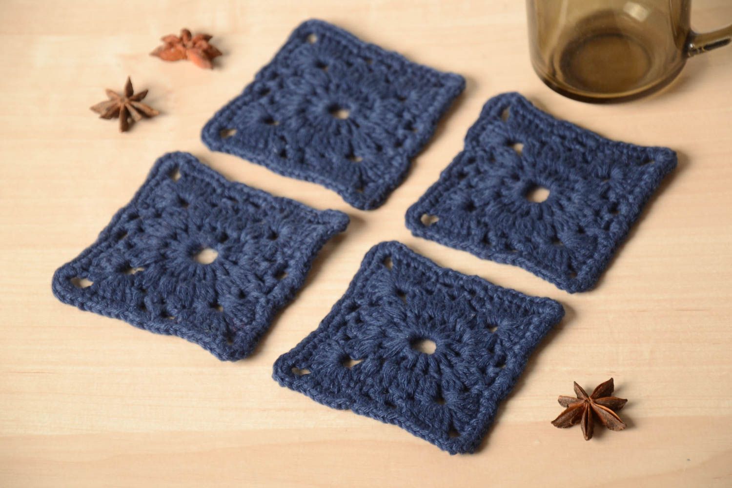 Unusual handmade crochet lace coaster table napkin hot pads table setting photo 1