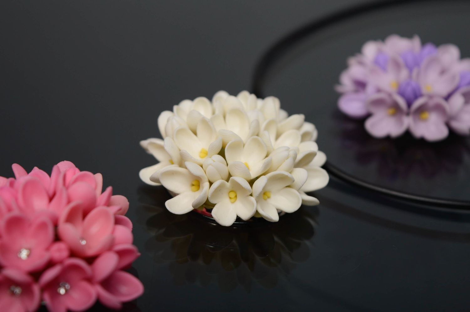 Beautiful cold porcelain pendant Lilac Bouquet photo 2