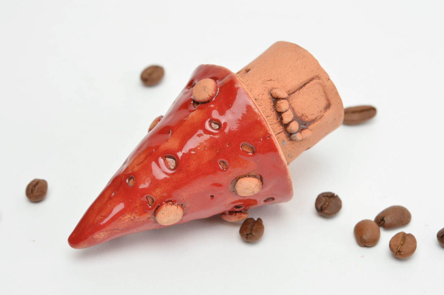 Schöne kleine keramische Figur Haus Pilz mit Bemalung künstlerische Handarbeit foto 1