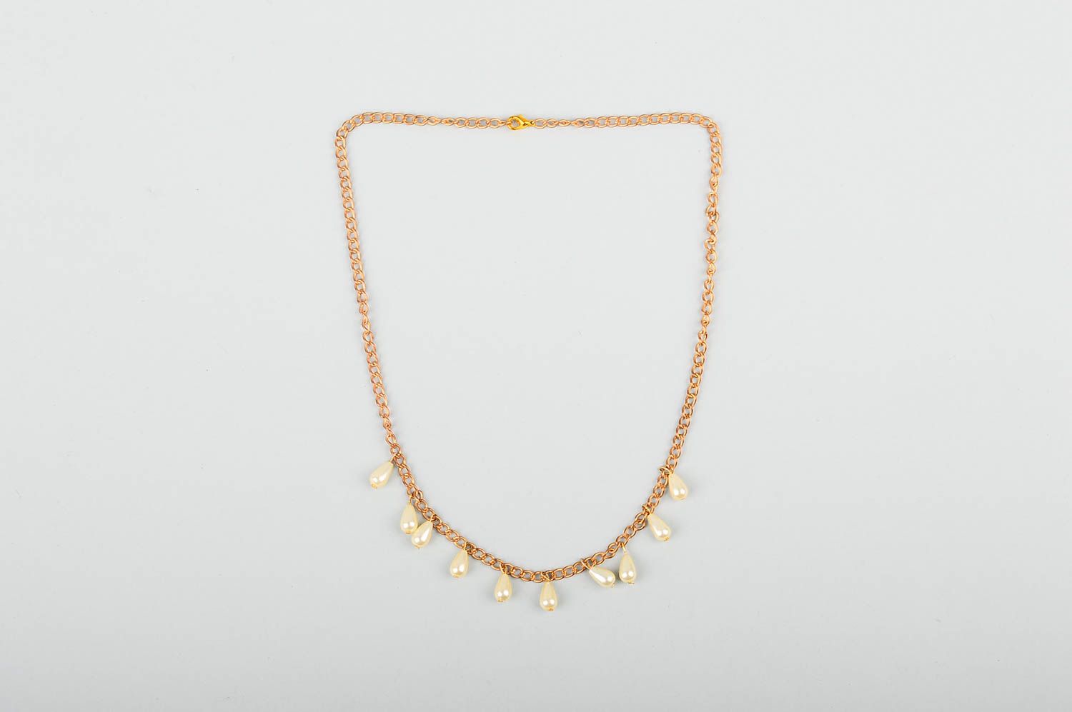 Damen Collier handgefertigt Schmuck Halskette Accessoire für Frauen goldfarben foto 3