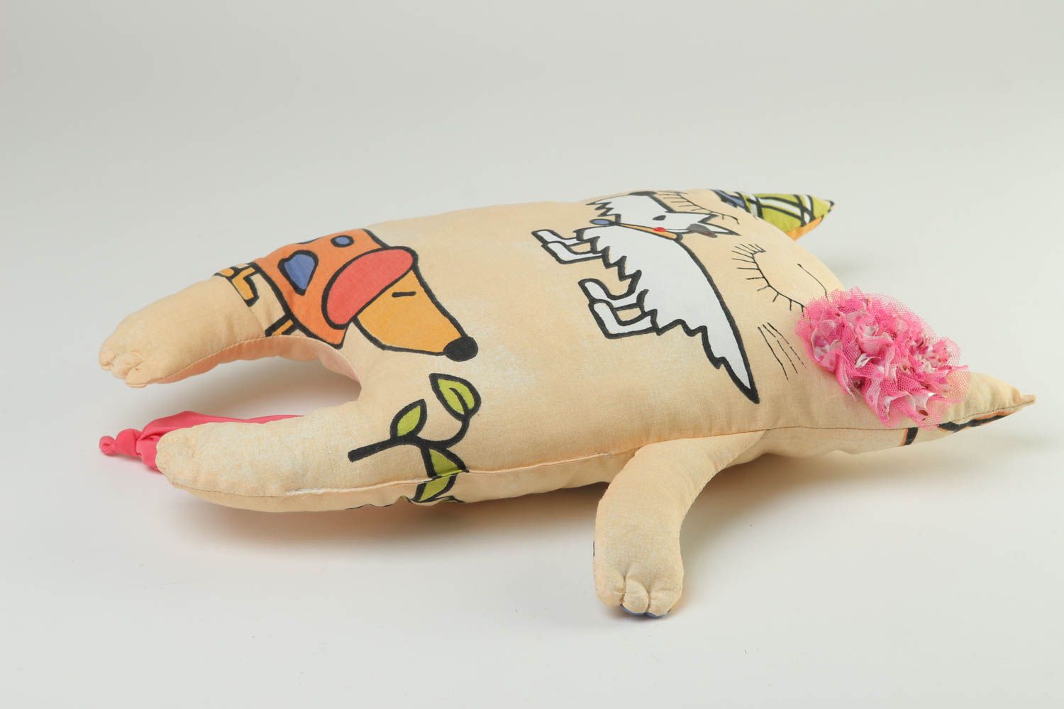 Игрушка-подушка ручной работы игрушка для детей детская игрушка расписная Котик фото 3