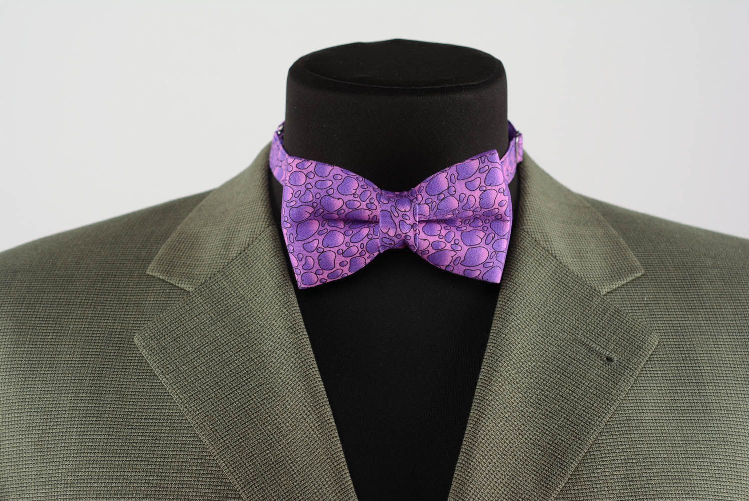 Textile bow tie Purple Bubbles photo 2