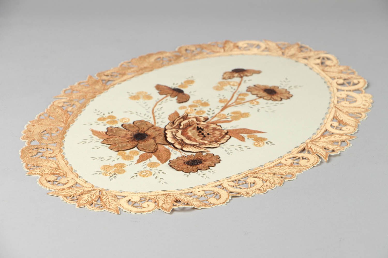 Guardanapo oval painel feito à mão Flores guardanapo decorativo de tecido foto 3