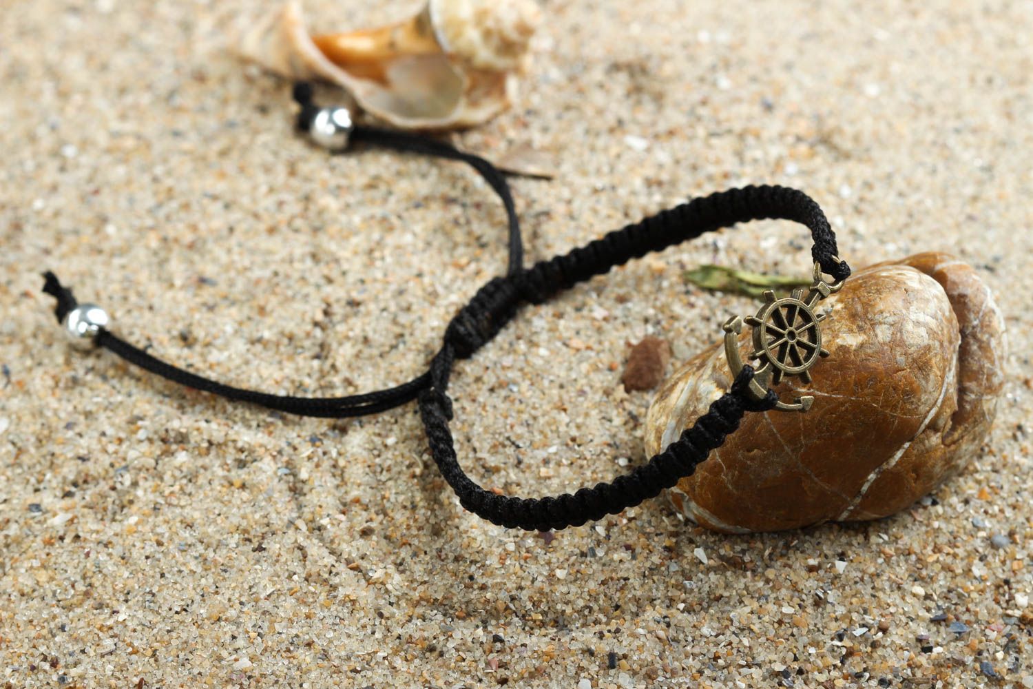 Bracelet textile Bijou fait main noir style marin Accessoire femme original photo 1
