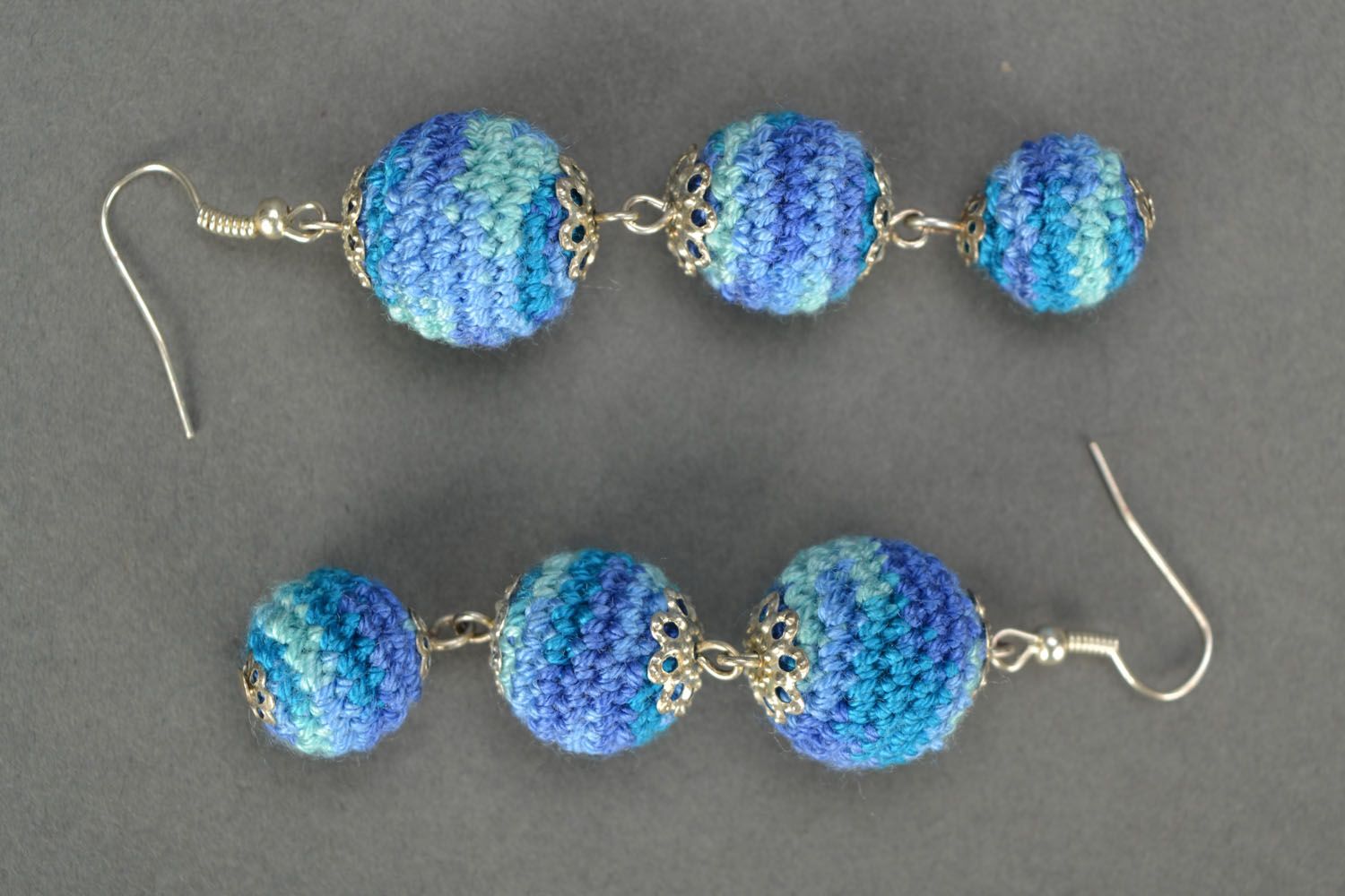 Crocheted earrings The Sea photo 3