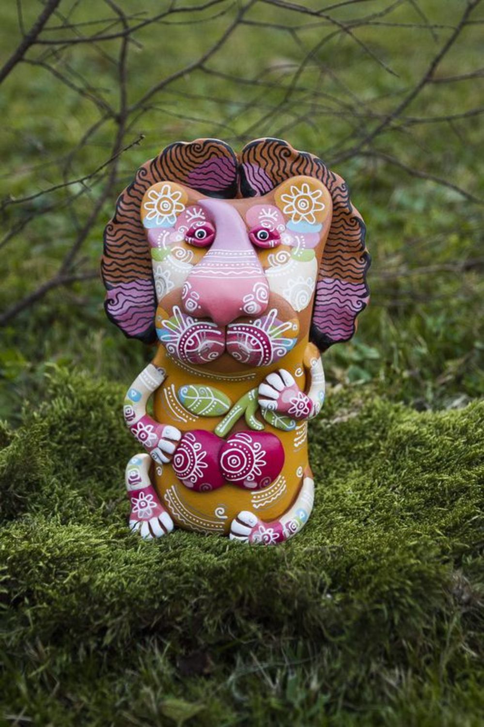 Statuetta leone di argilla fatta a mano Figurina decorativa in ceramica 
 foto 1
