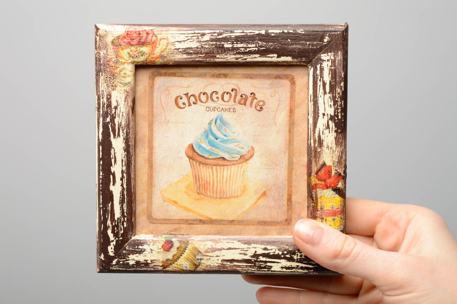 Tableau décoratif en bois Petit gâteau au chocolat  photo 3