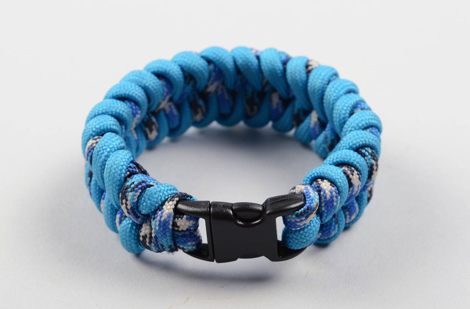 Handmade male designer bracelet unusual wide bracet blue paracord bracelet photo 2