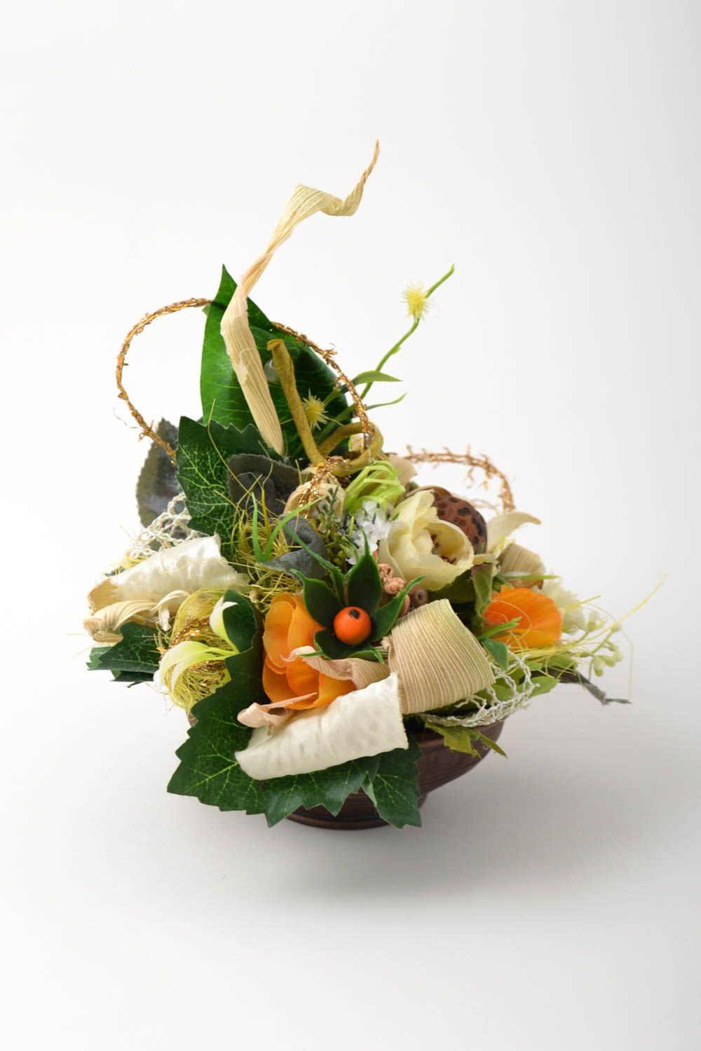 Composition florale faite main Ikebana de table dans vase Décoration maison photo 4