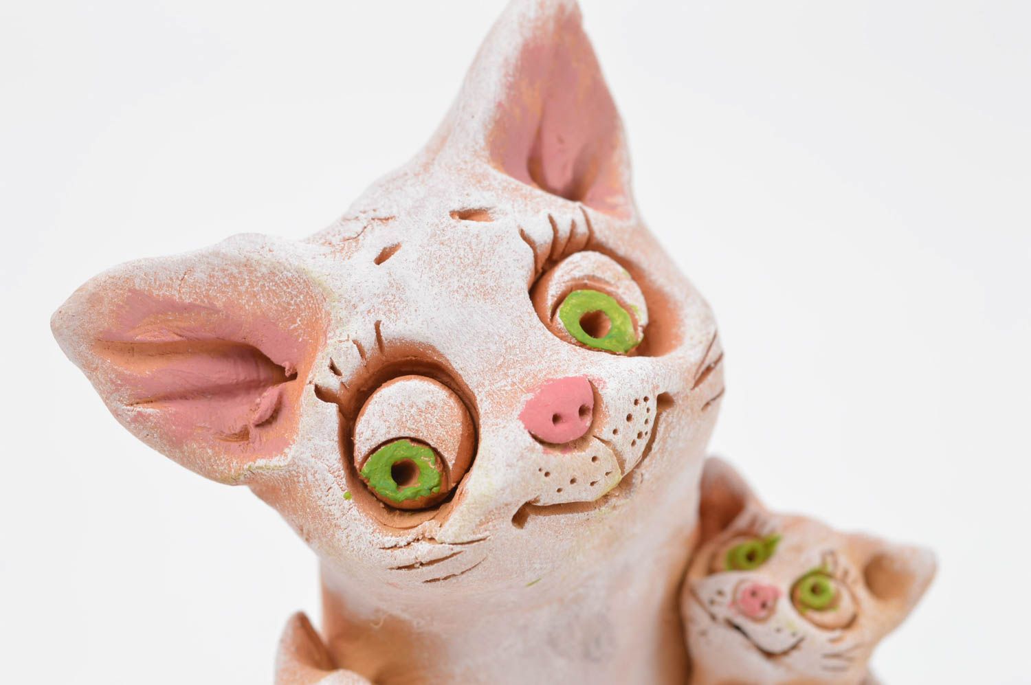Figurine décorative Statuette animal fait main chat avec chatons Cadeau original photo 5