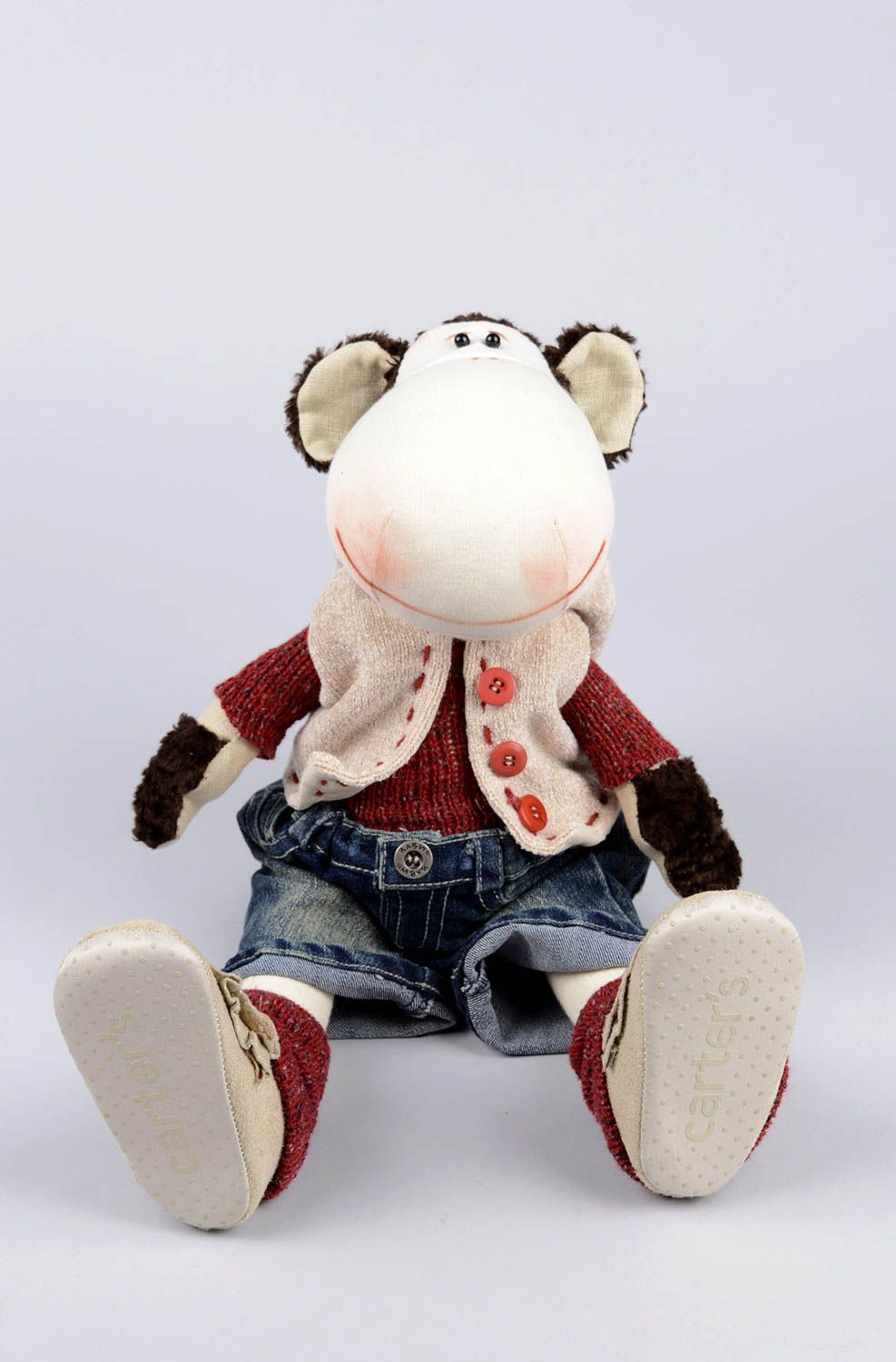 Affe Kleinkinder Spielzeug Geschenk für Kinder Haus Deko handmade Stoff Tier  foto 4