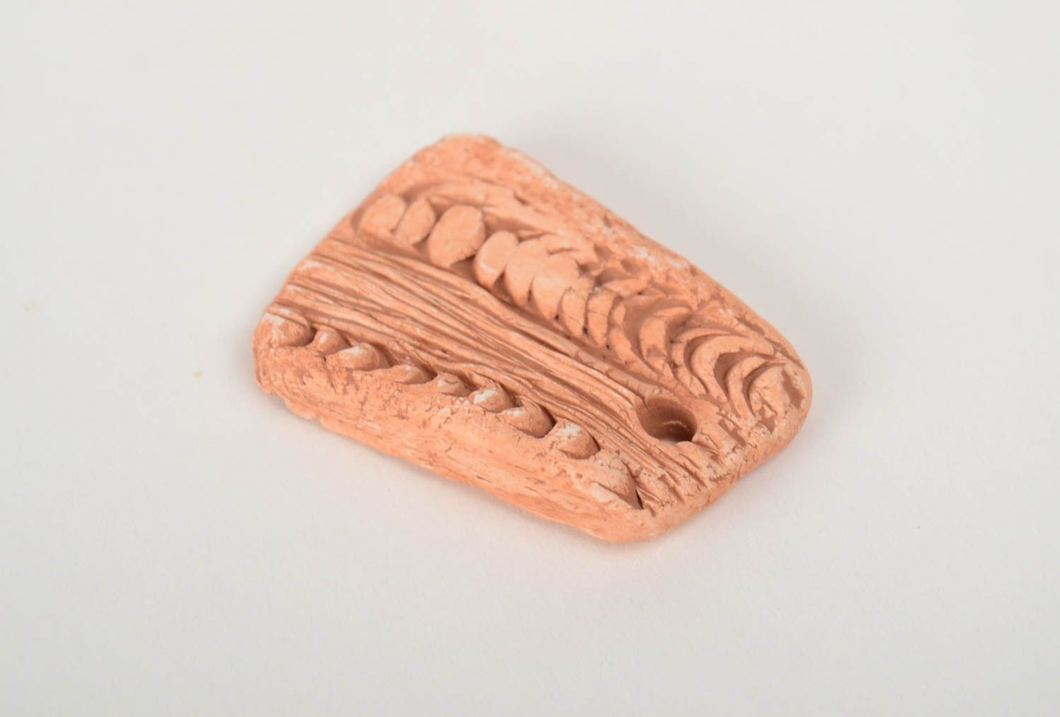 Unusual small handmade DIY clay blank pendant for jewelry making photo 4