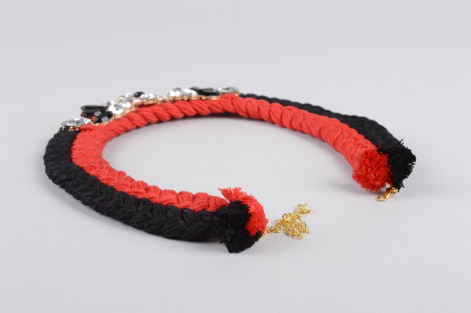 Handmade Damen Collier schwarz rot Modeschmuck Halskette Frauen Accessoire foto 3