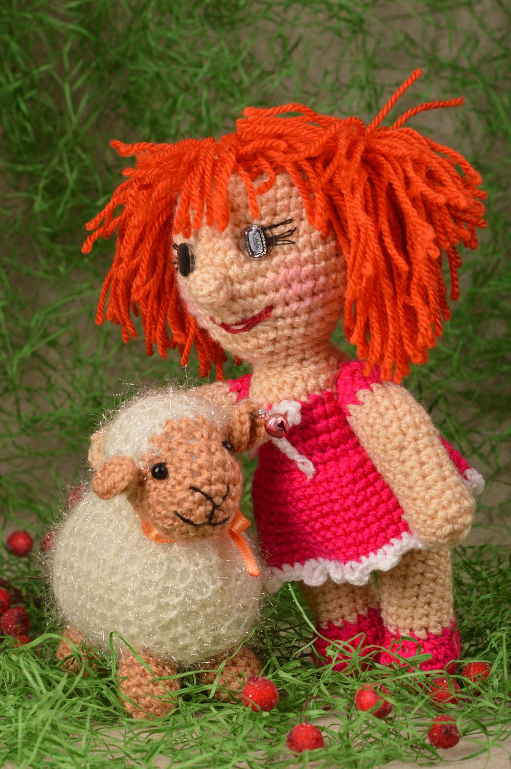 Handmade doll designer doll crocheted doll gift for girl nursery decor photo 1