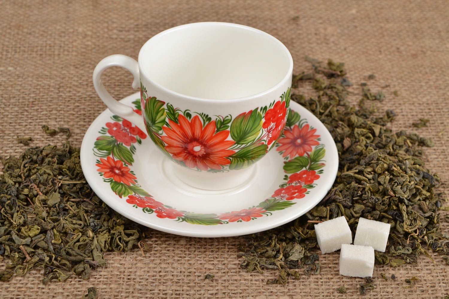 Tasse à thé fait main Mug original porcelaine Cadeau original avec soucoupe photo 1