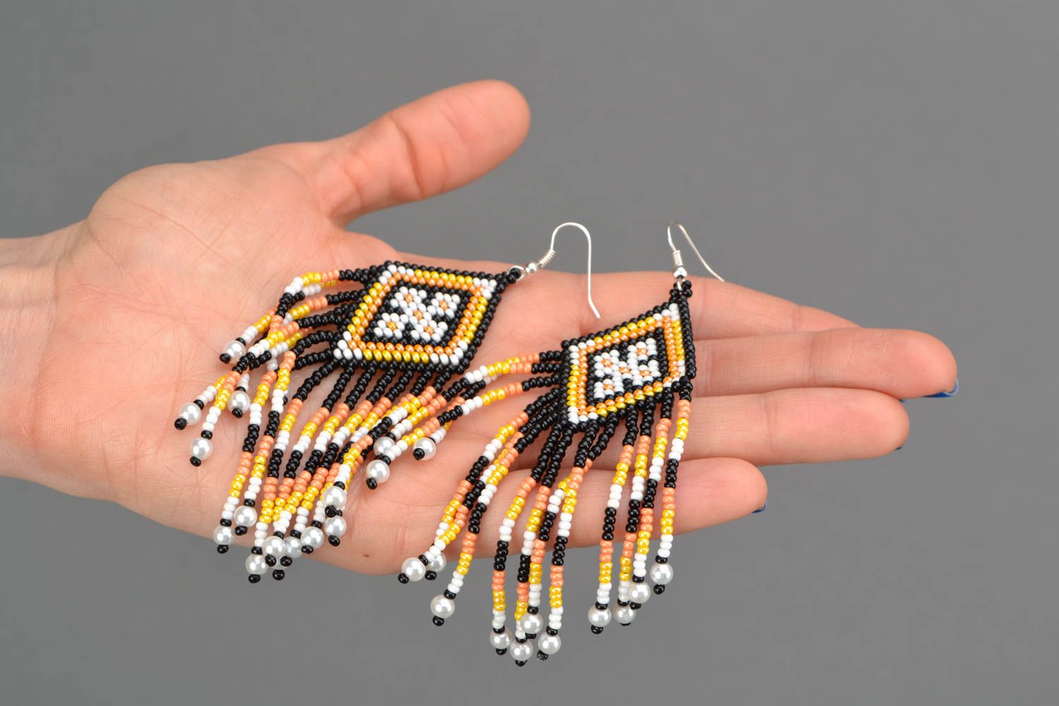 Massive Czech bead earrings in ethnic style photo 2