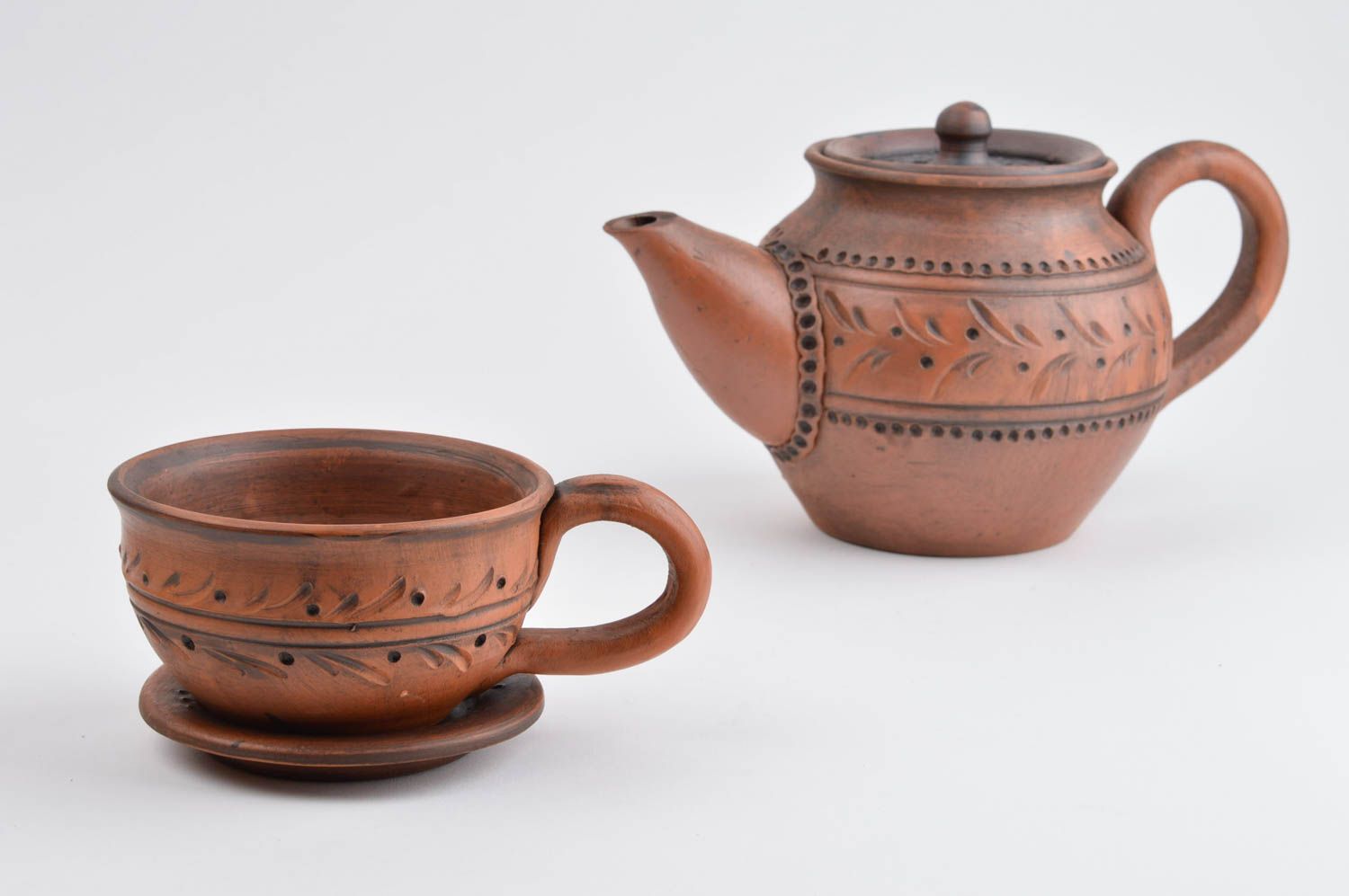 Ton Tasse handmade Keramik Geschirr Ton Teekanne Küchen Geschirr im Öko Style foto 3