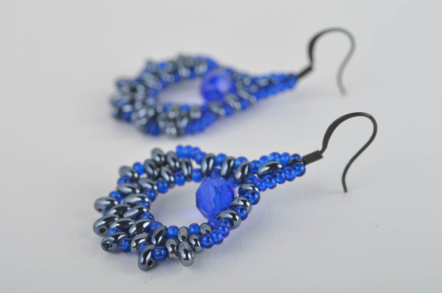 Boucles d'oreilles cristal Bijou fait main Accessoire femme bleues belles photo 3