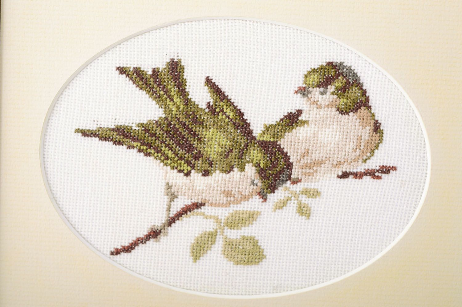 Embroidered picture Sparrows photo 2