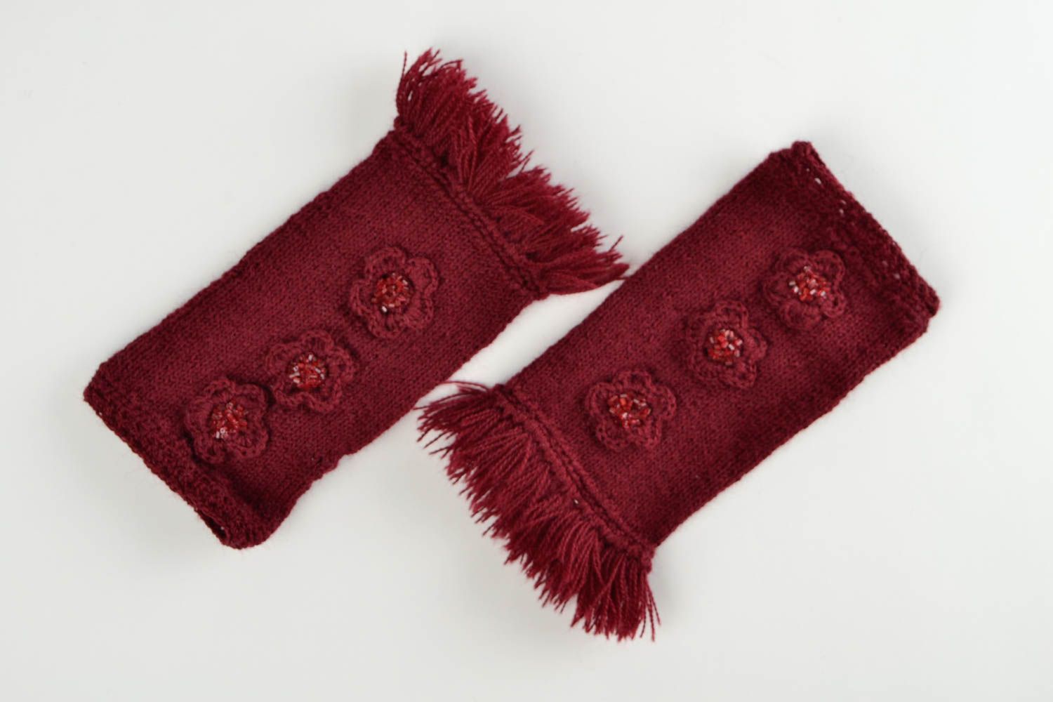 Mitaines tricot faites main Gants mitaines Accessoire femme crochet aiguilles photo 2
