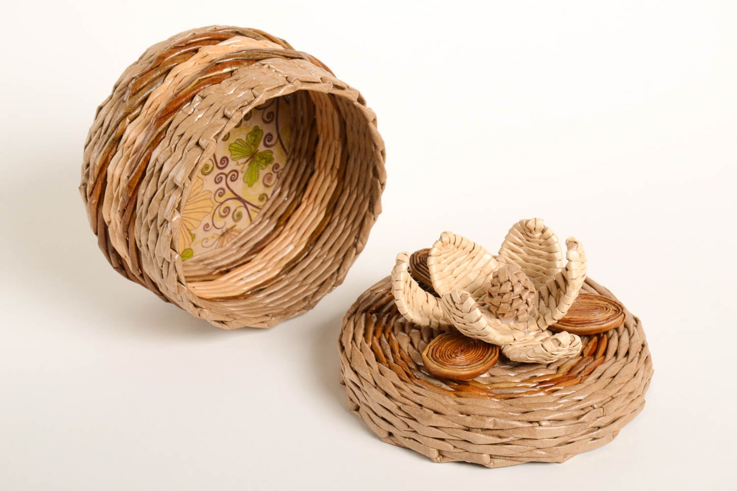 Плетеная корзина ручной работы емкость для конфет подарочная корзина для хлеба фото 3