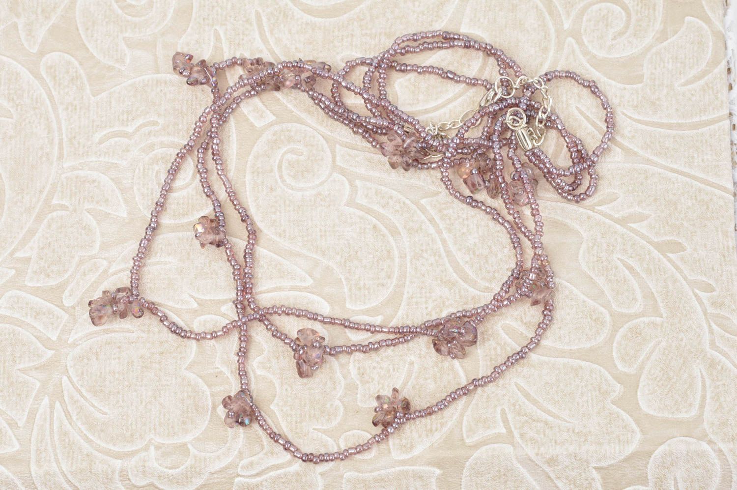 Украшение ручной работы бисерное ожерелье светлое нарядное колье авторское фото 1