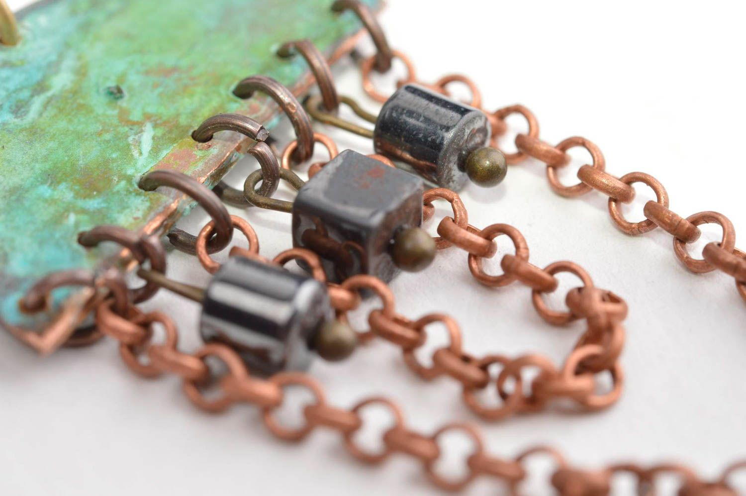 Handmade pendant designer accessory copper jewelry gift ideas pendant with stone photo 5