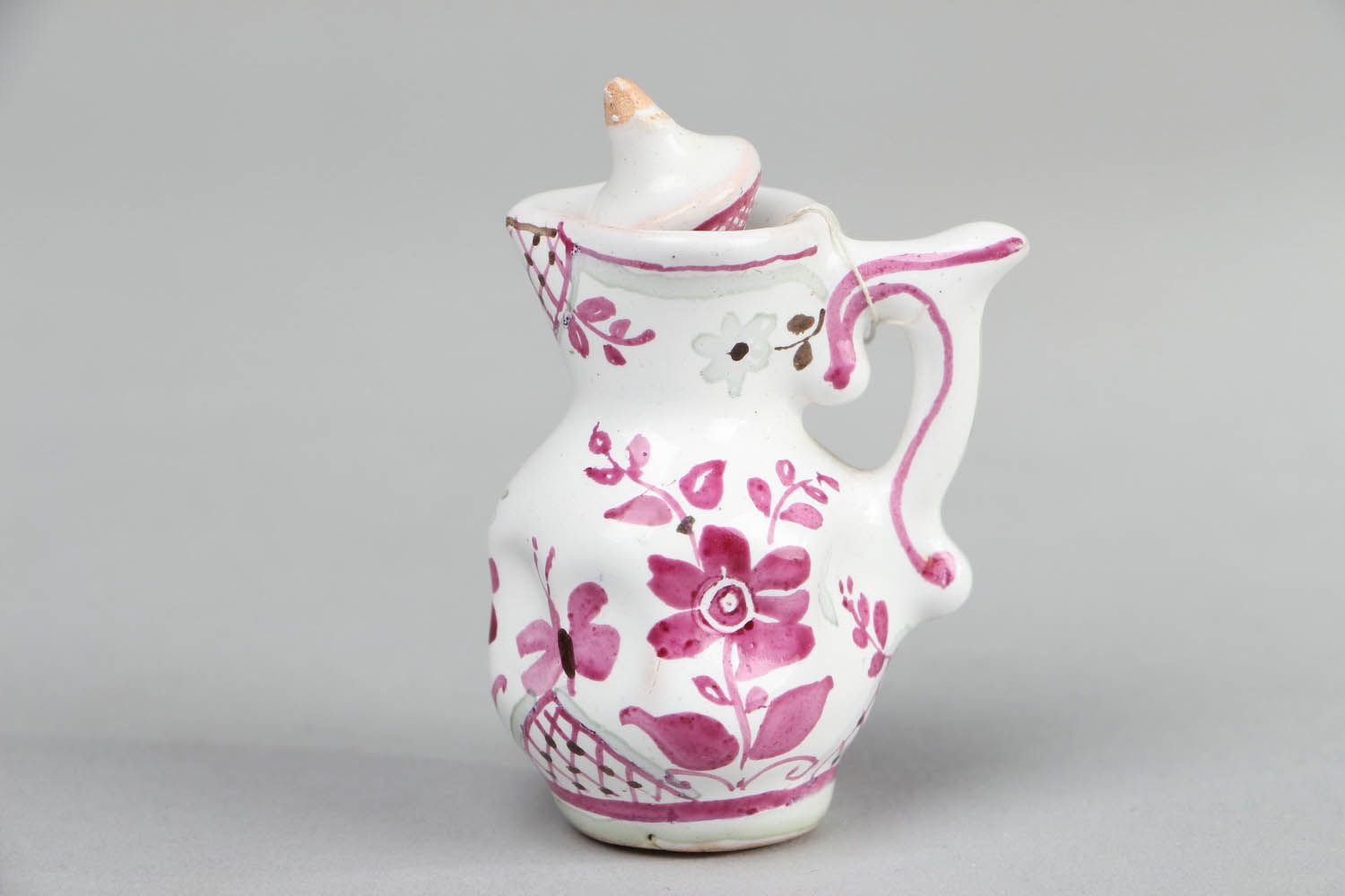 3 inches porcelain handmade pink pitcher 0,08 lb photo 1