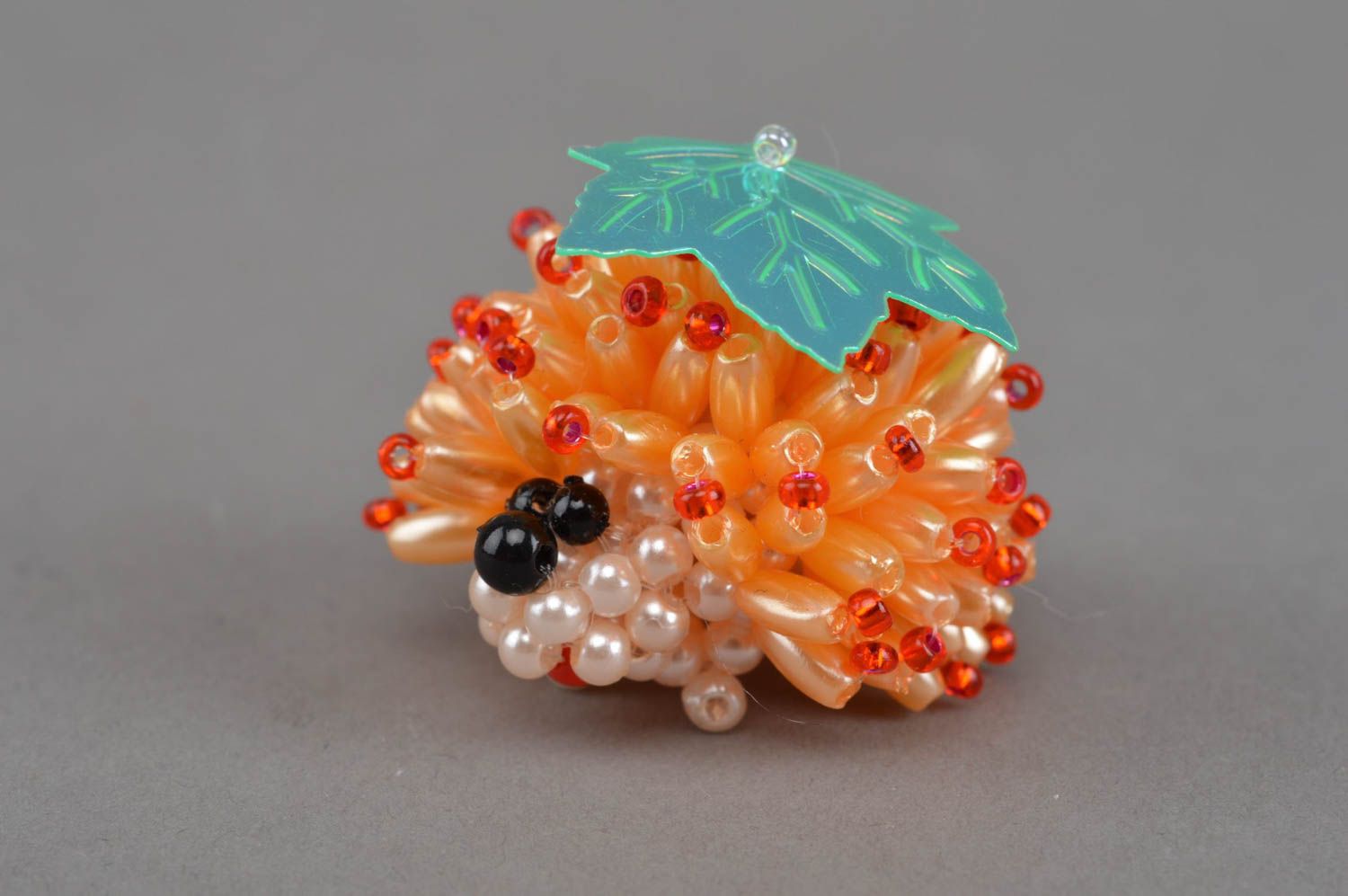 Unusual beautiful handmade designer miniature figurine woven of beads home decor photo 2