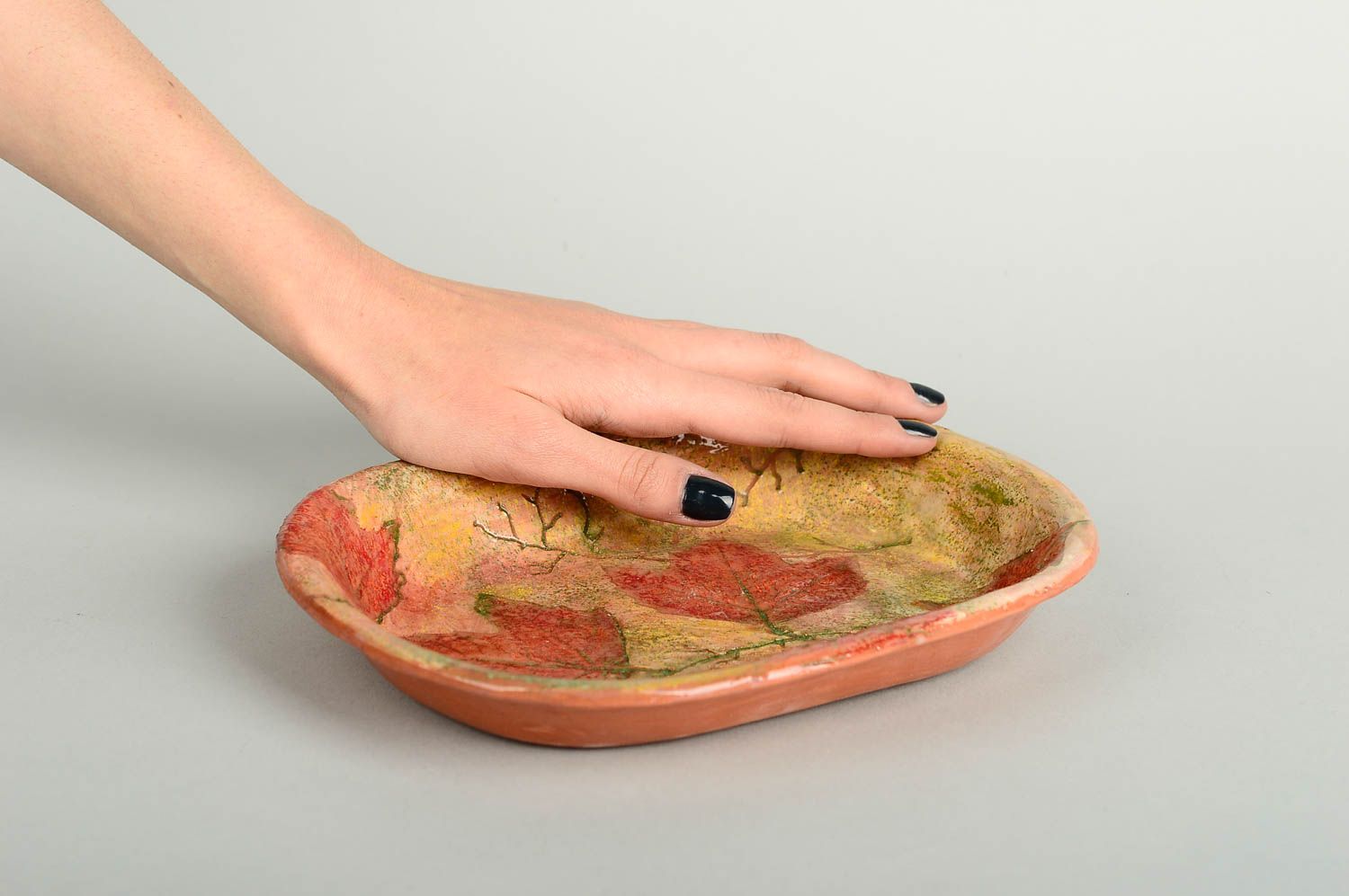 Plato de cerámica hecho a mano modelado utensilio de cocina menaje del hogar foto 2