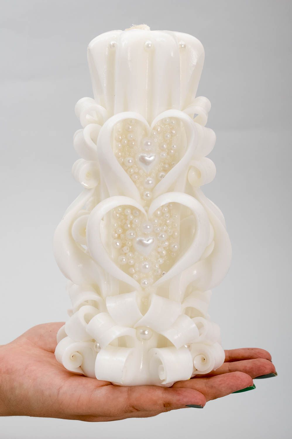 Резная свеча ручной работы свеча свадебная аксессуар для свадьбы жемчужный фото 5