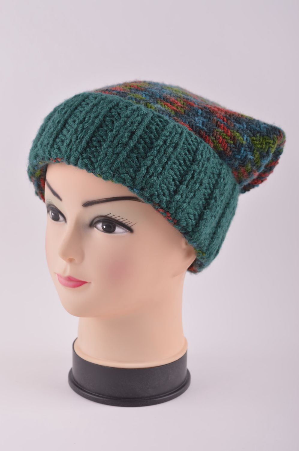 Bonnet tricot fait main Chapeau chaud design laine acrylique Vêtement femme photo 2