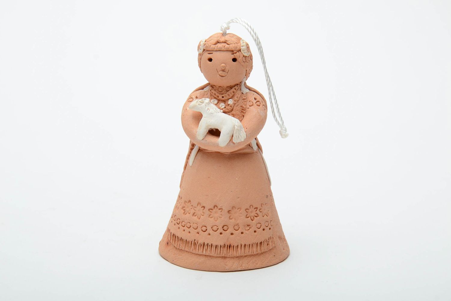 Figured clay bell with ornament photo 2