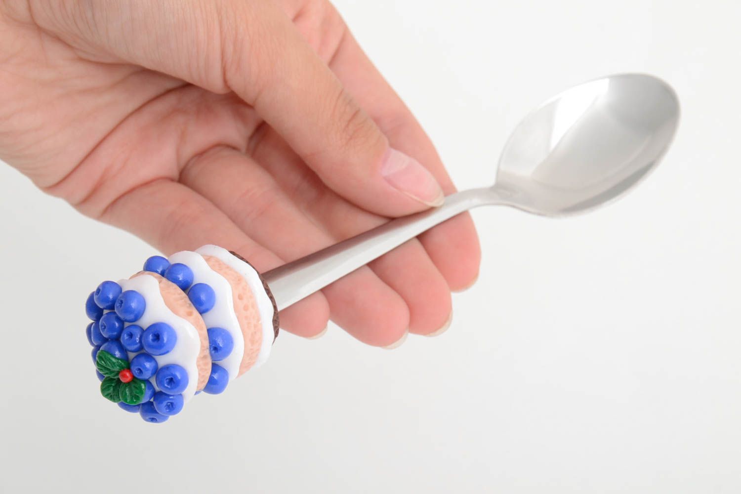 Handmade beautiful teaspoon with handle made of polymer clay unusual gift  photo 5