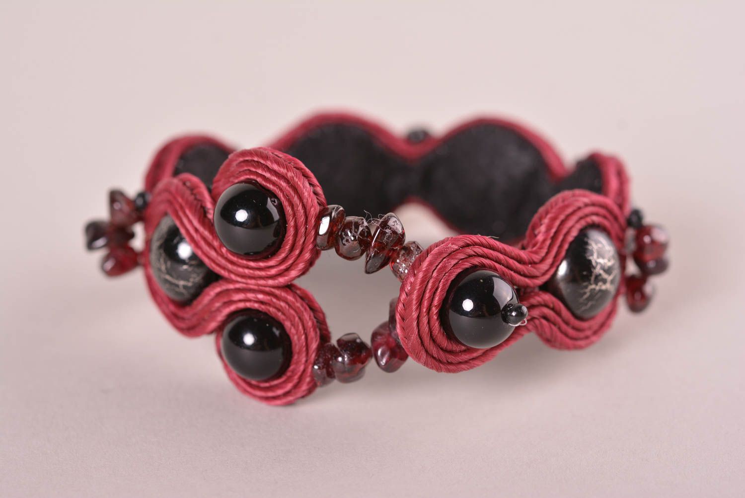 Stylish handmade textile bracelet beaded bracelet designs soutache jewelry photo 1