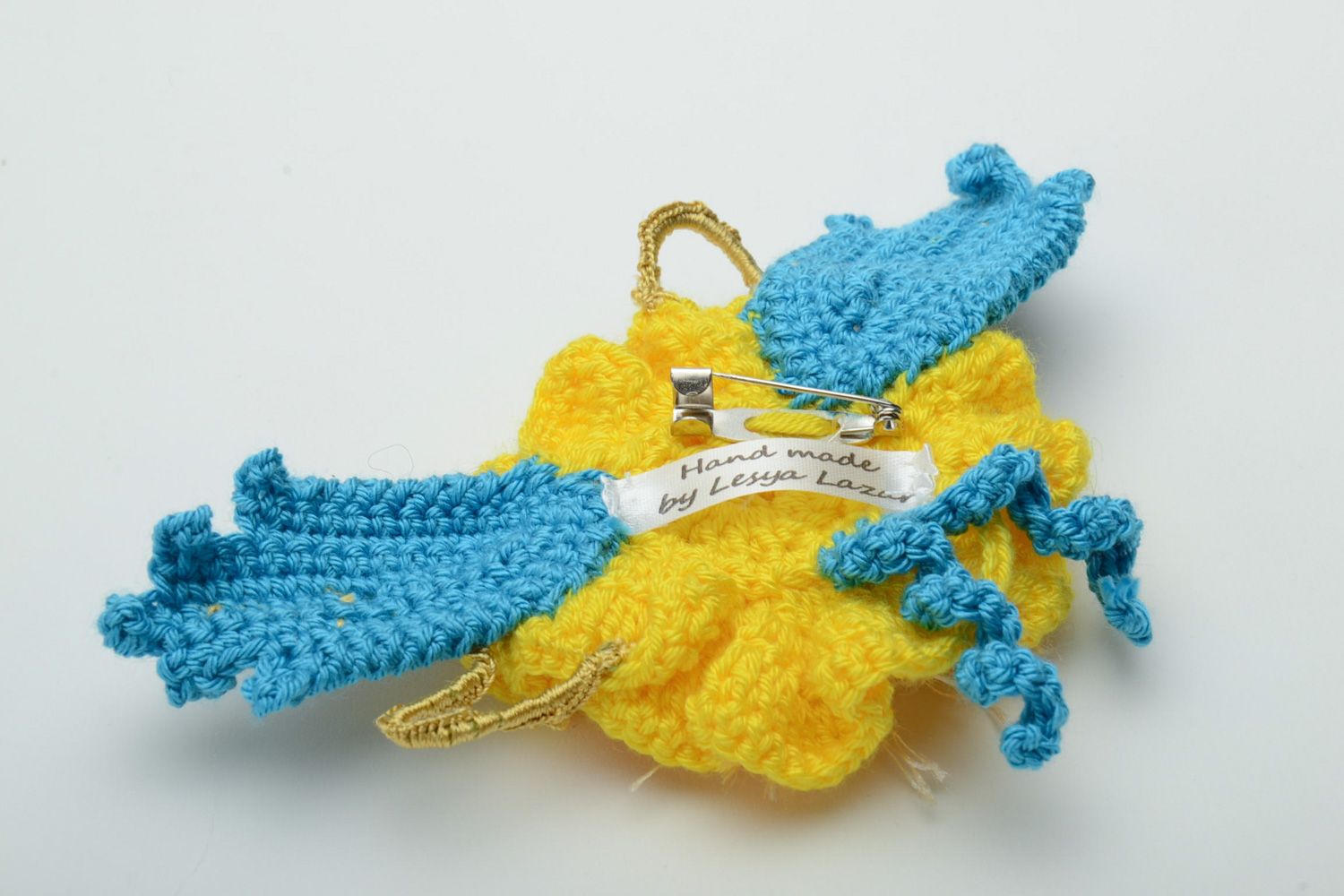 Homemade crochet brooch Yellow Flower photo 4