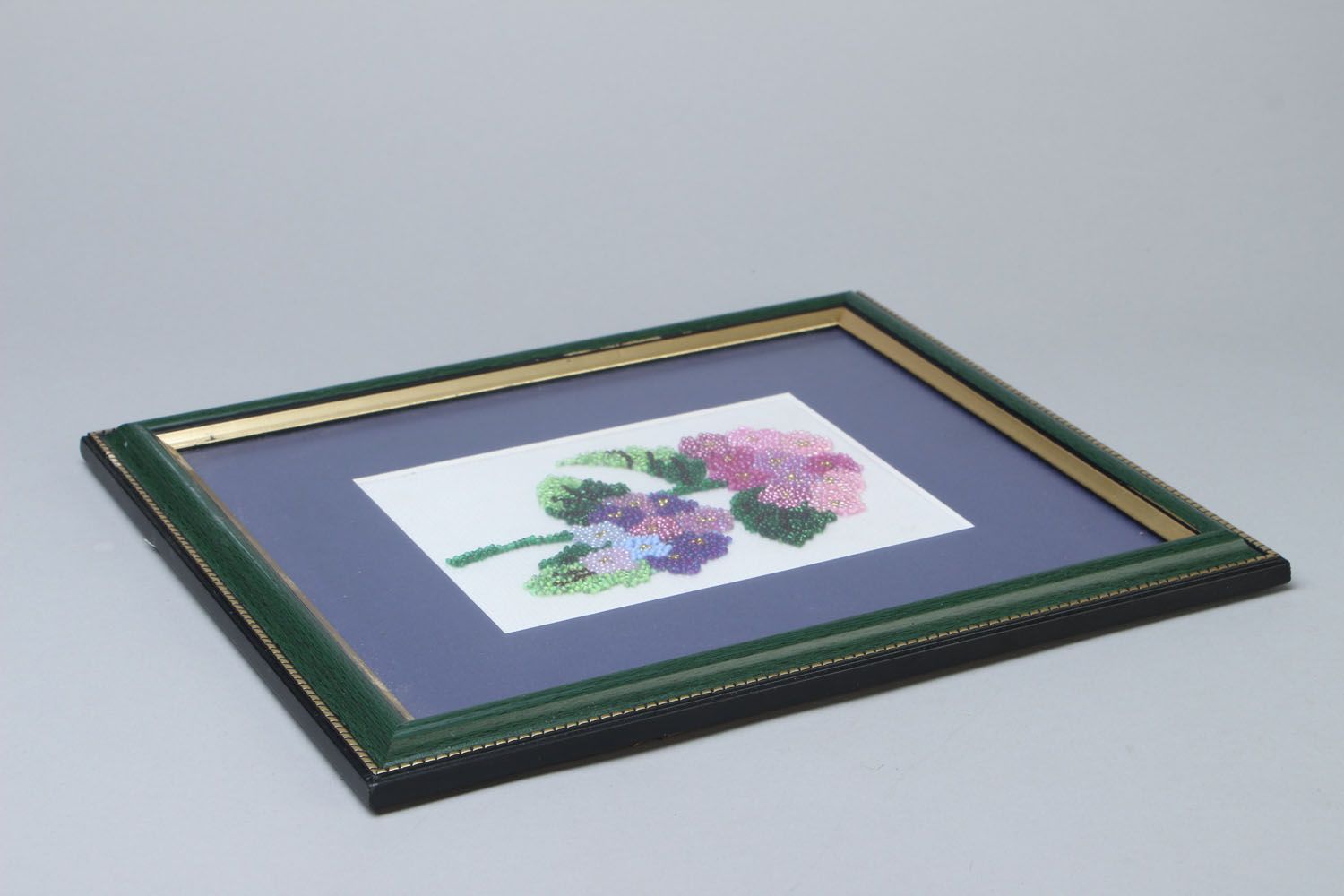 Embroidered beaded picture Flowers photo 3