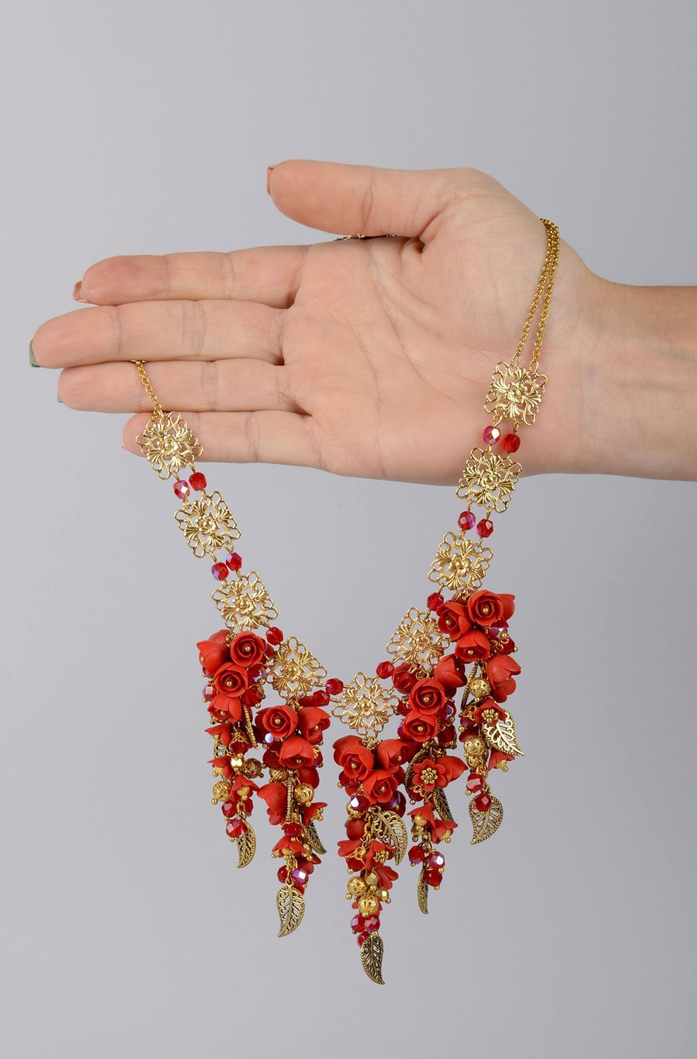 Handmade necklace designer necklace unusual gift clay jewelry designer accessory photo 4