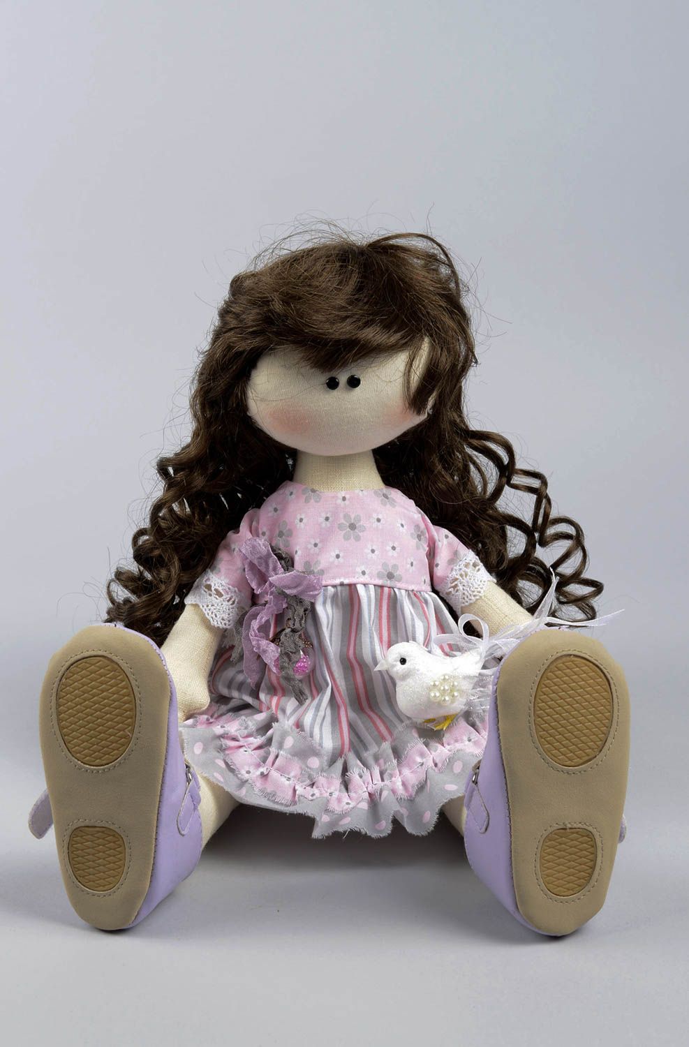 Grande poupée Jouet fait main lin coton dentelle Cadeau fille original photo 4