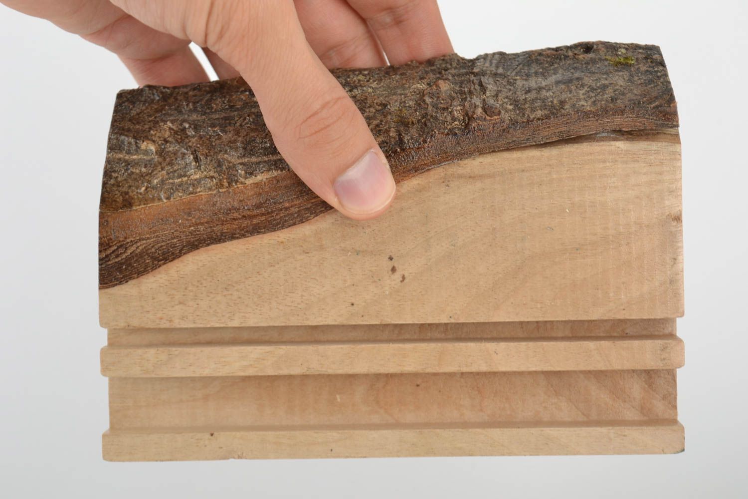 Support pour tablette original écologique fait main en bois naturel verni photo 5
