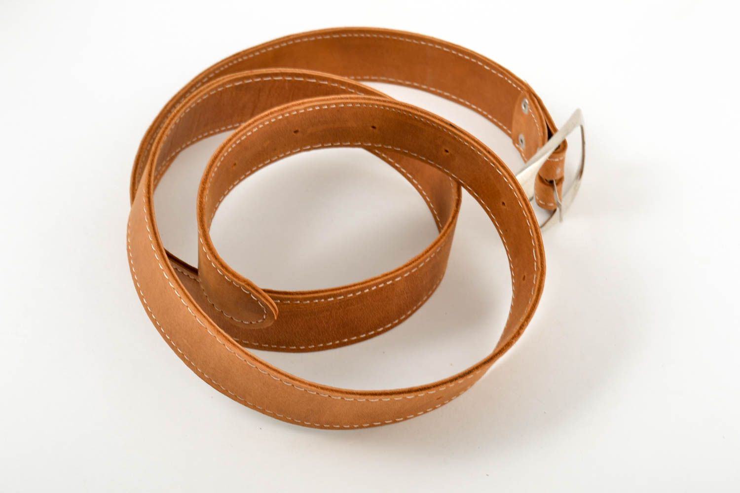 Handmade Gürtel aus Leder Accessoire für Männer Herren Gürtel hellbraun foto 4