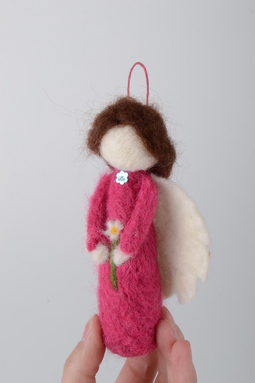 Muñeco de fieltro de lana hecho a mano original decorativo ángel bonito foto 5