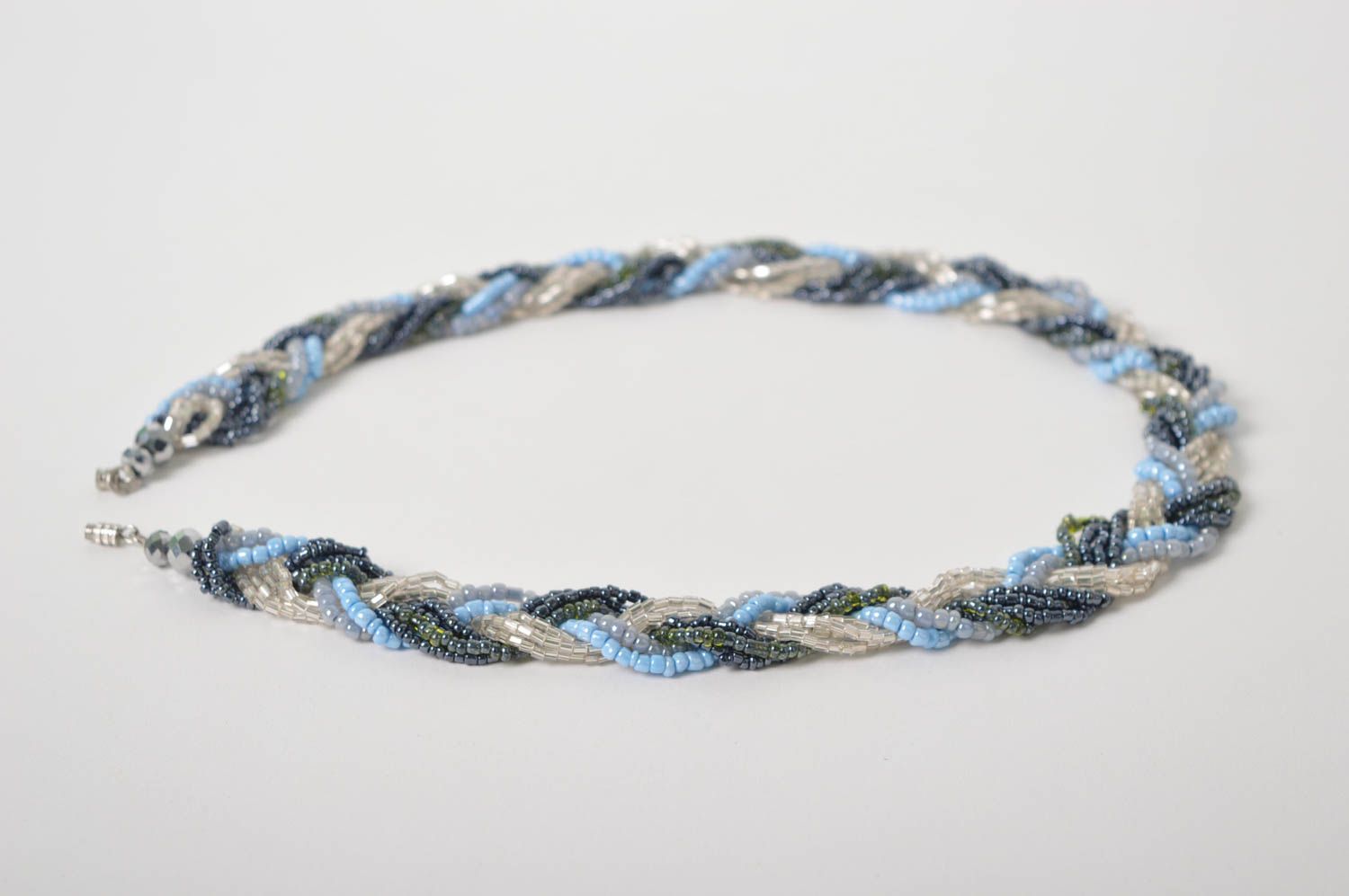 Unusual handmade beaded necklace braided bead necklace beautiful jewellery photo 2