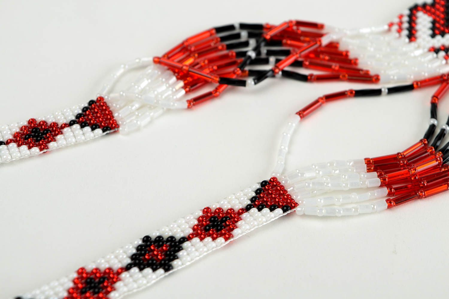 Designer beaded necklace ethnic handmade accessory beaded gerdan with rhombus photo 4
