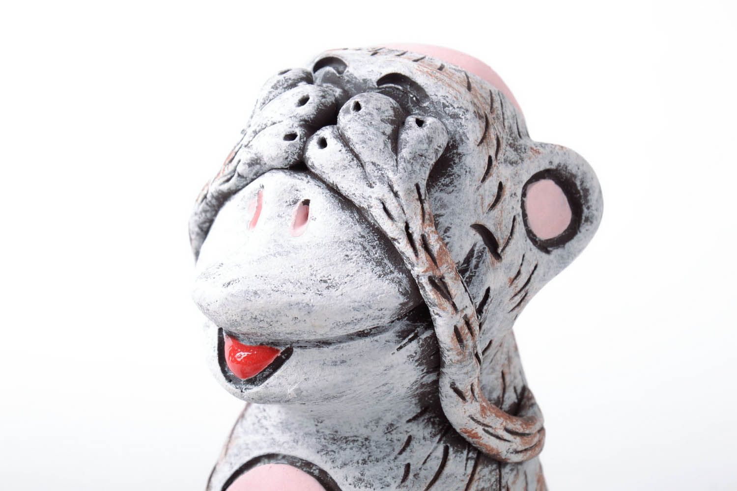 Scimmia statuetta fatto a mano in ceramica dipinta a mano idea regalo  foto 2